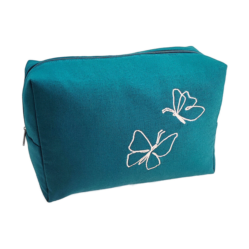 Handgemachte bestickte Boho Pouch Tasche Petrol Mella