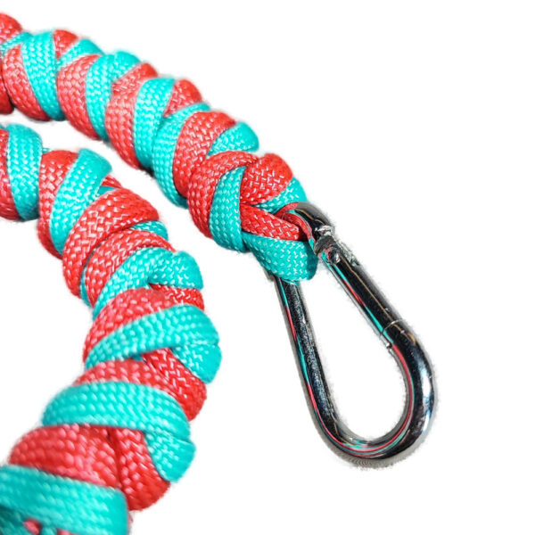 Handgeflochtener Paracord Taschenanhänger Ivy Rot-Türkis – Bild 4