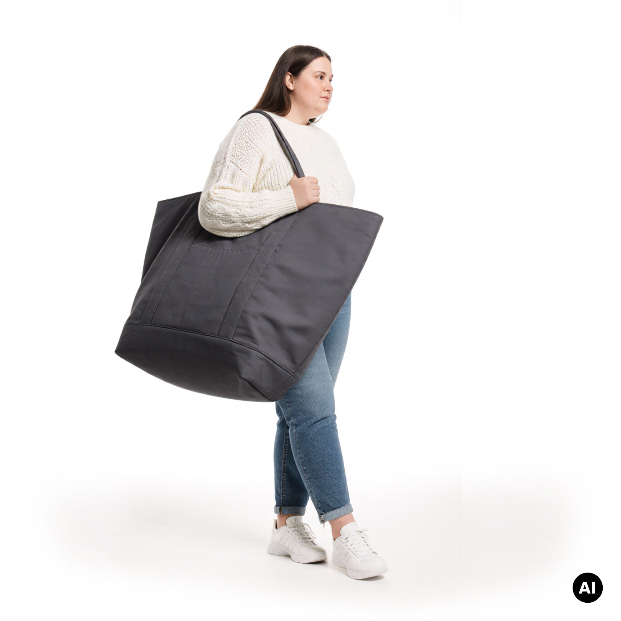 Schwarze XXL Mega Tote Bag Einkaufstasche Margarethe – Bild 2
