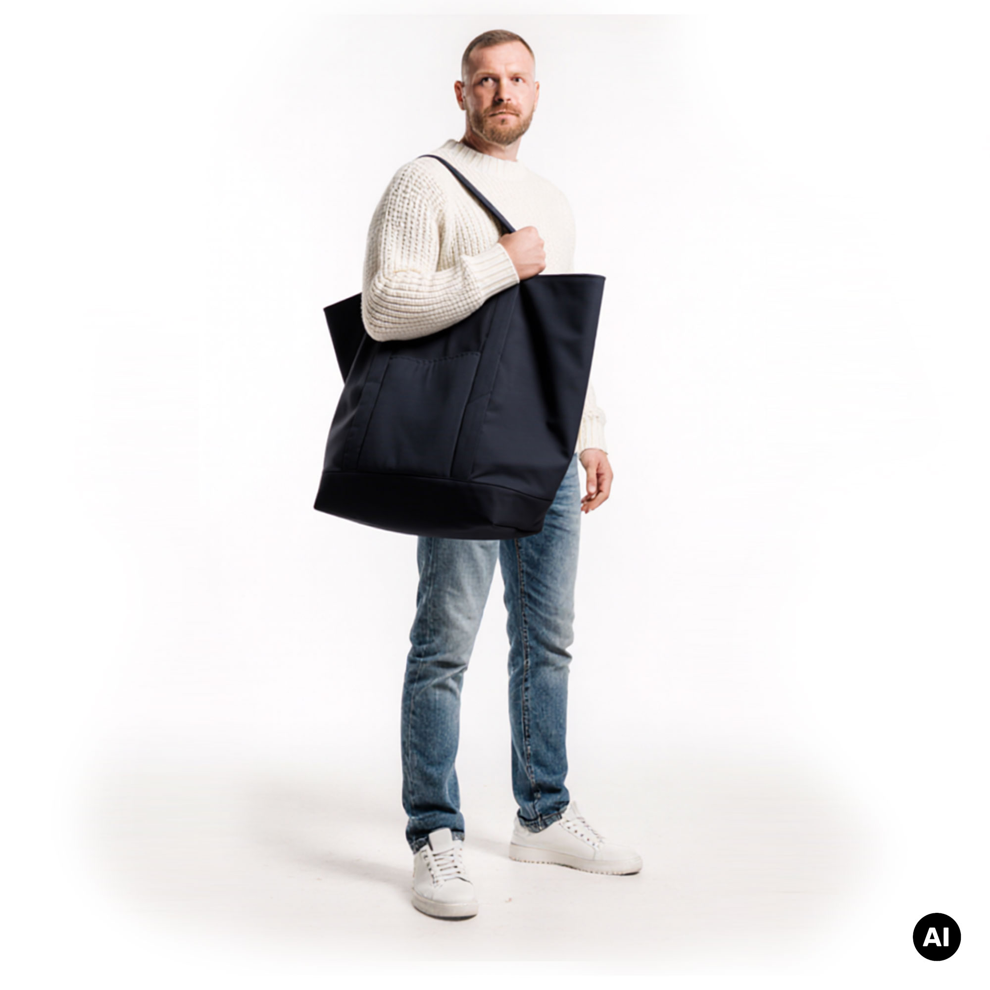 Schwarze XXL Mega Tote Bag Einkaufstasche Margarethe – Bild 3