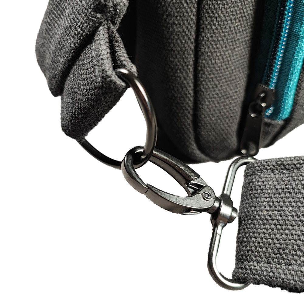 Schwarze-Petrol farbene multifach Boho Scandi Design Bauchtasche Martha – Bild 6