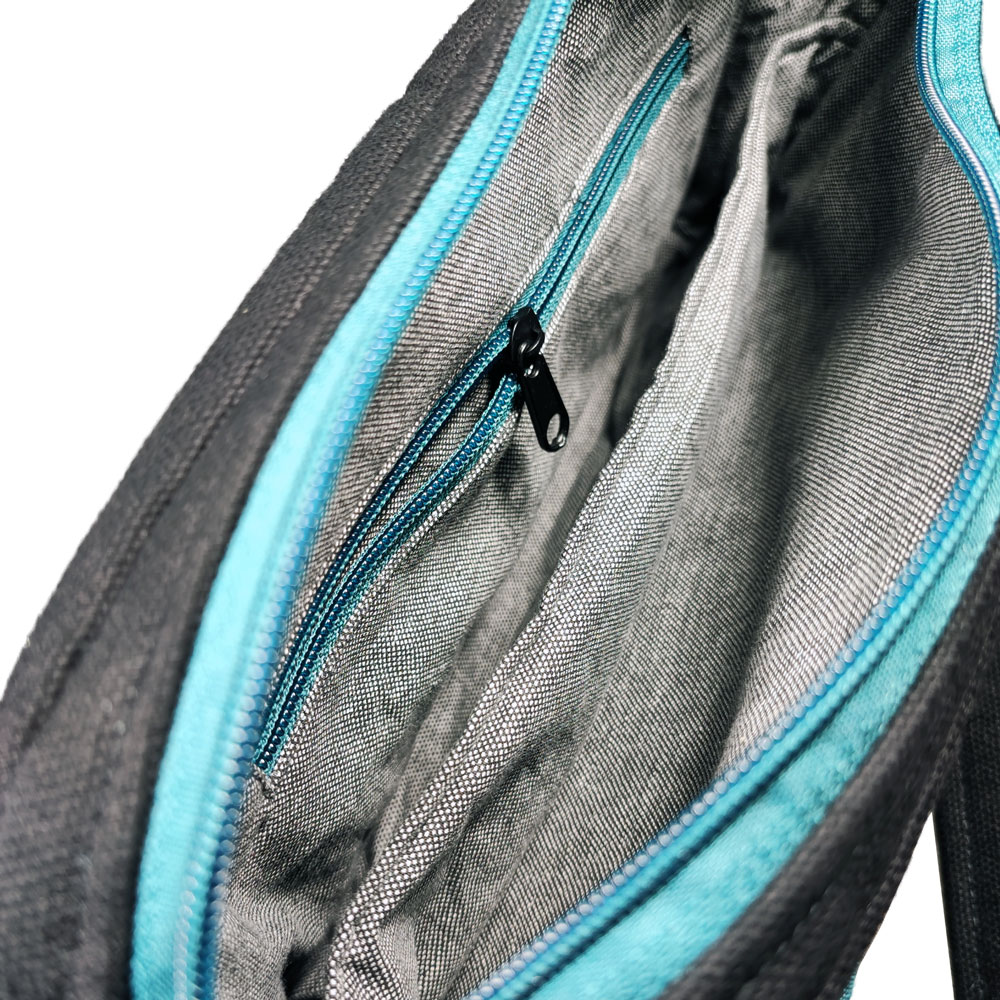 Schwarze-Petrol farbene multifach Boho Scandi Design Bauchtasche Martha – Bild 4