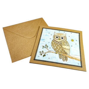 Handgemalte Tiermotiv aquarell Karte Noctua