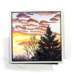 Handgemalte Sonnenuntergang Aquarellkarte Soraya