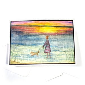 Handgemalte Meerblick Aquarellkarte Marina