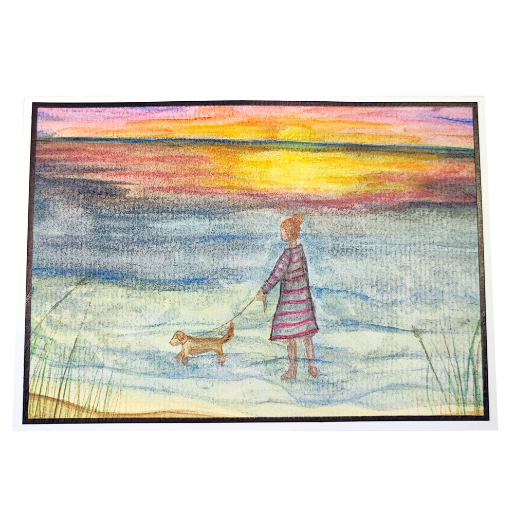 Handgemalte Meerblick Aquarellkarte Marina – Bild 2