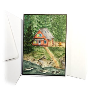 Handgemalte Küstenblick Aquarellkarte Njörd