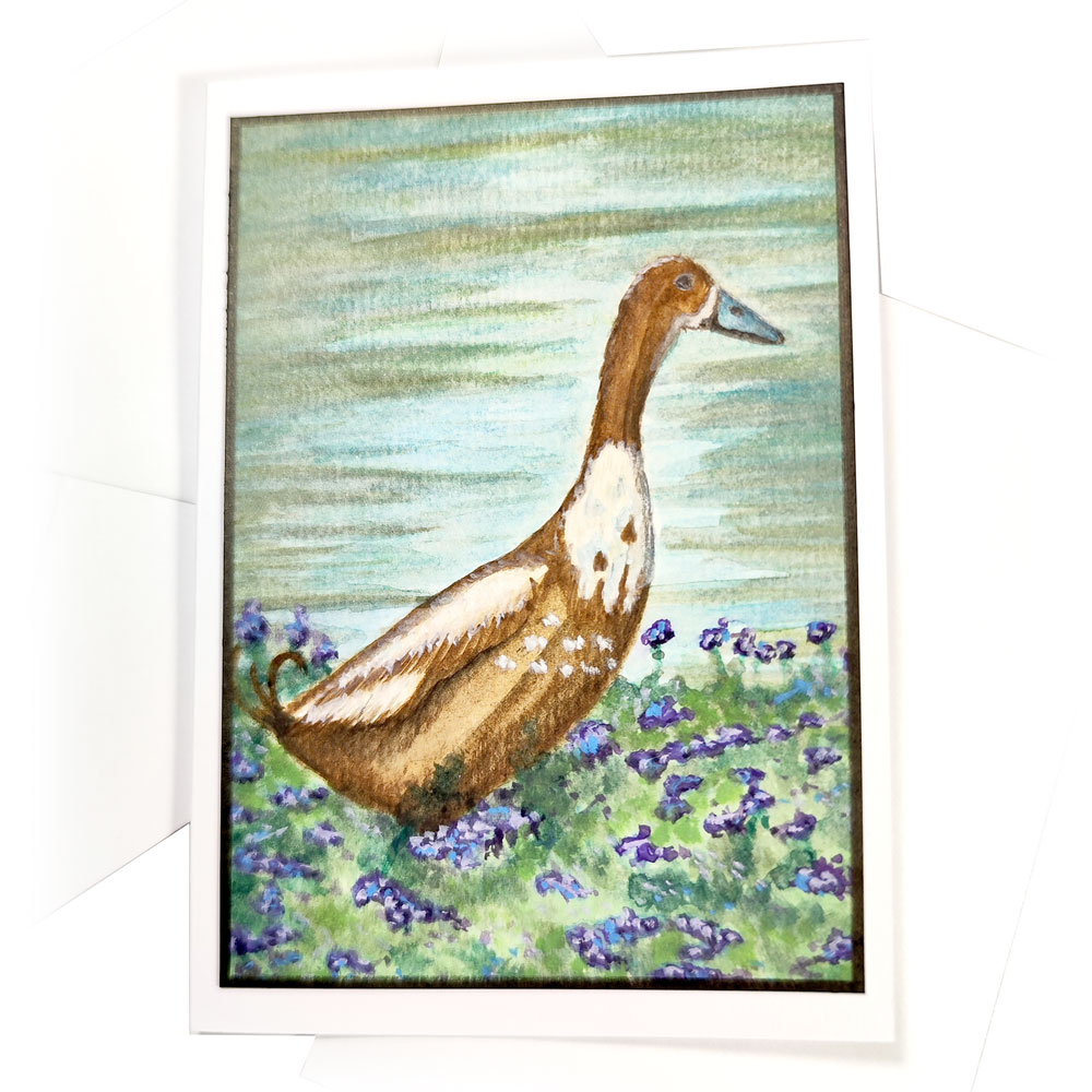 Handgemalte Aquarellkarte Watschel