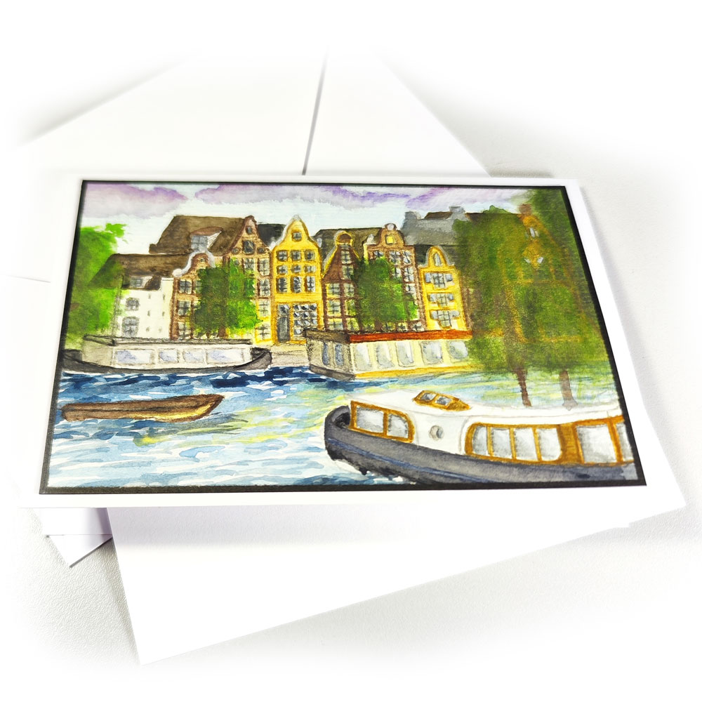 Handgemalte Aquarellkarte Amsterdam – Bild 2